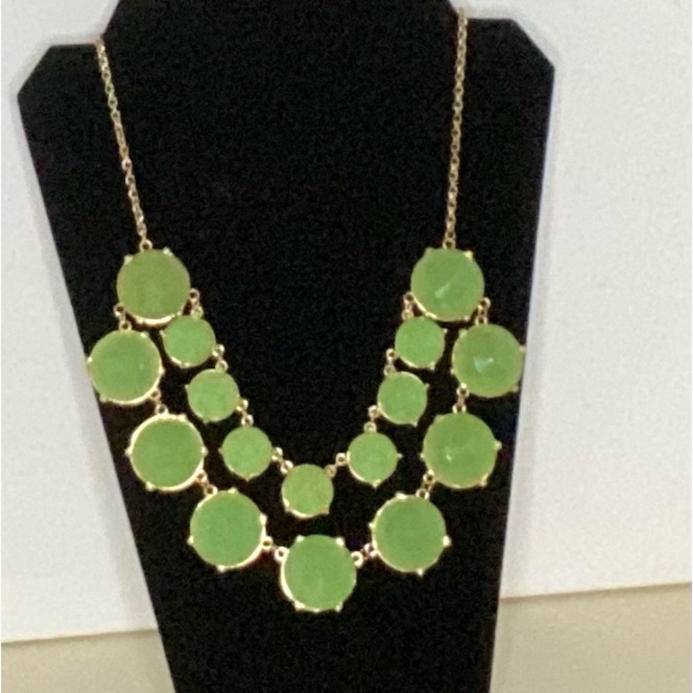 Jade-Like and Goldstone Vintage 1990’s Double Strand Statement Necklace.